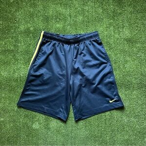 Nike Men's Navy and Yellow Athletic Shorts